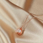 Diamond Studded Seashell Pearl Necklace- Rose Gold