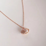 Diamond Studded Seashell Pearl Necklace- Rose Gold