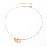 Diamond Studded Seashell Pearl Necklace- Rose Gold